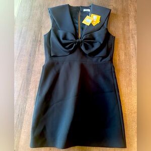 Sandro Black Mini Dress With Big Bow On The Front - Node LBD Size 42 FR / US 10